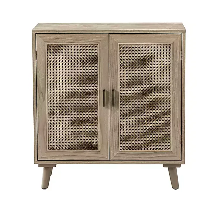Natural Wood and Rattan Carpinteria Cabinet