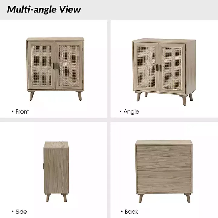 Natural Wood and Rattan Carpinteria Cabinet