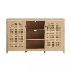 Natural Wood and Rattan 2-Door Sideboard