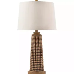 Natural Wood Beaded Base Table Lamp