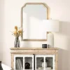 Natural Wood Beaded Scalloped Rectangular Mirror