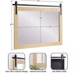 Natural Wood Metal Barn Door Wall Mirror