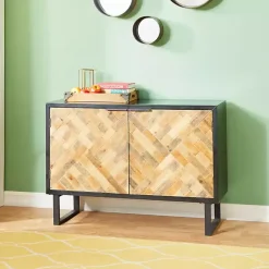 Natural Wood Mosaic Paneling Cabinet
