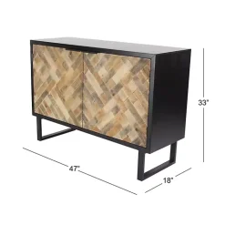 Natural Wood Mosaic Paneling Cabinet