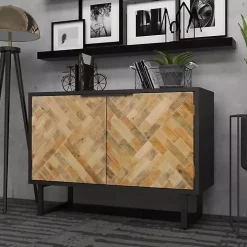 Natural Wood Mosaic Paneling Cabinet