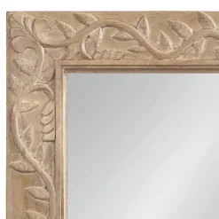 Natural Wood Ornate Carved Wall Mirror