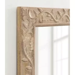 Natural Wood Ornate Carved Wall Mirror