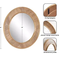 Natural Woodgrain Round Wall Mirror
