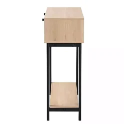 Natural Woven Rattan 2-Drawer Console Table