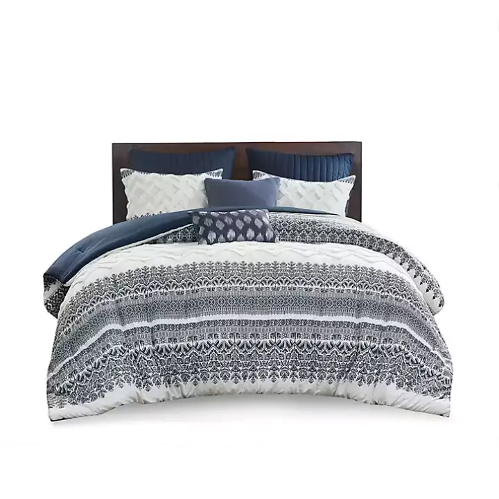 Navy and White 3-pc. Full/Queen Comforter Set