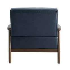 Navy Blue Faux Leather Ambon Accent Chair