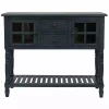 Navy Blue Slatted Windowpane Console Table