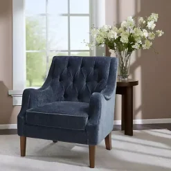 Navy Button Tufted Accent Chair