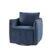 Navy Corduroy Swivel Accent Chair