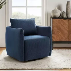 Navy Corduroy Swivel Accent Chair
