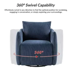 Navy Corduroy Swivel Accent Chair