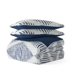 Navy Diamond Line Reversible 3-pc. Queen Quilt Set