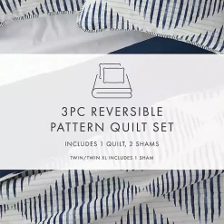 Navy Diamond Line Reversible 3-pc. King Quilt Set