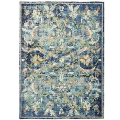 Navy Faded Floral Area Rug, 8x10