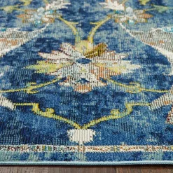 Navy Faded Floral Area Rug, 8x10