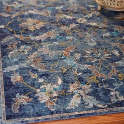 Navy Faded Floral Area Rug, 8x10