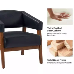 Navy Faux Leather Nicki Accent Chair