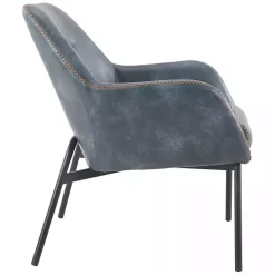 Navy Faux Leather Scoop Accent Chair