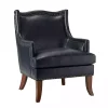 Navy Faux Leather Wingback Accent Chair