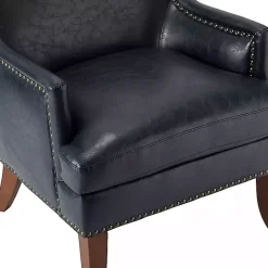 Navy Faux Leather Wingback Accent Chair