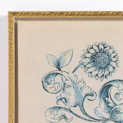 Navy Floral Framed Canvas Art Prints, Set of 3