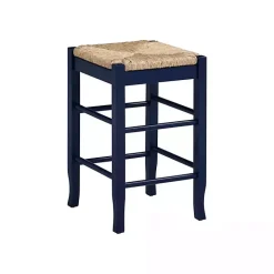 Navy Handwoven Square Wooden Counter Stool