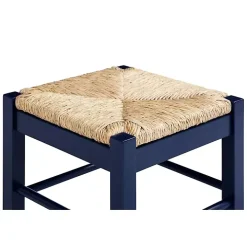 Navy Handwoven Square Wooden Counter Stool