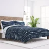 Navy Linear Reversible 3-pc. King Quilt Set