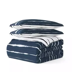 Navy Linear Reversible 3-pc. Queen Quilt Set
