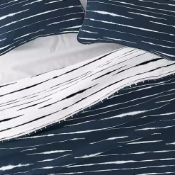 Navy Linear Reversible 3-pc. Queen Quilt Set