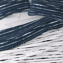 Navy Linear Reversible 3-pc. Queen Quilt Set