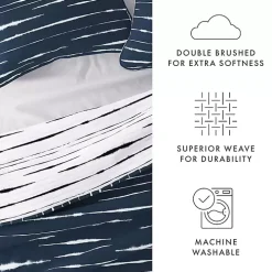 Navy Linear Reversible 3-pc. Queen Quilt Set