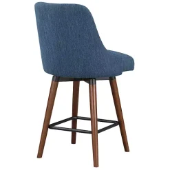 Navy Mid-Century Modern Swivel Counter Stool
