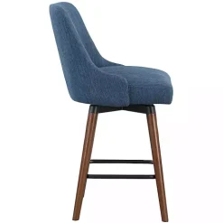 Navy Mid-Century Modern Swivel Counter Stool