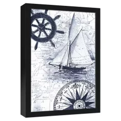 Navy Nautical Framed Canvas Art Print
