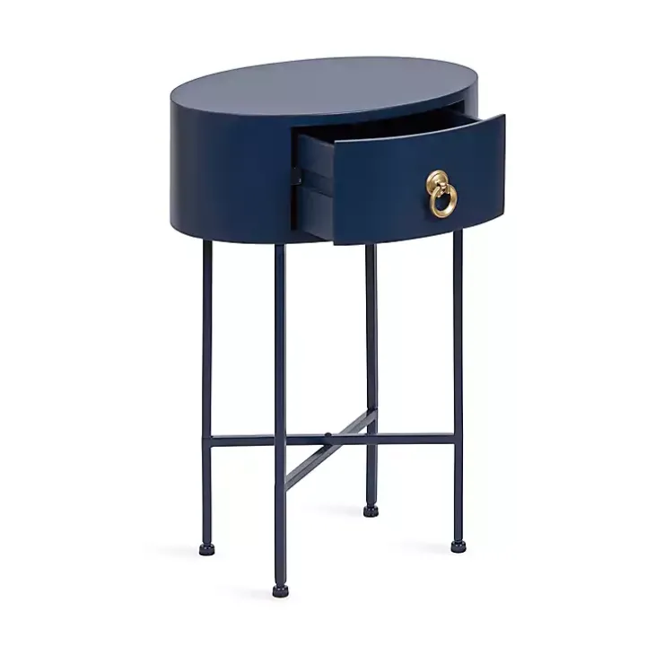 Navy Oval Decklyn Accent Table