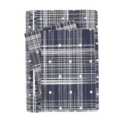 Navy Plaid Polka Dot 2-pc. Twin Duvet Cover Set