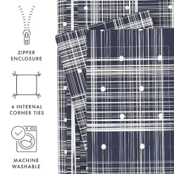 Navy Plaid Polka Dot 2-pc. Twin Duvet Cover Set