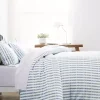 Navy Rugged Stripes Puffed 3-pc. Queen Duvet Set
