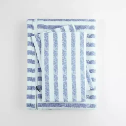 Navy Rugged Stripes Puffed 3-pc. Queen Duvet Set