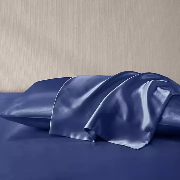 Navy Satin King 2-pc. Pillow Case Set