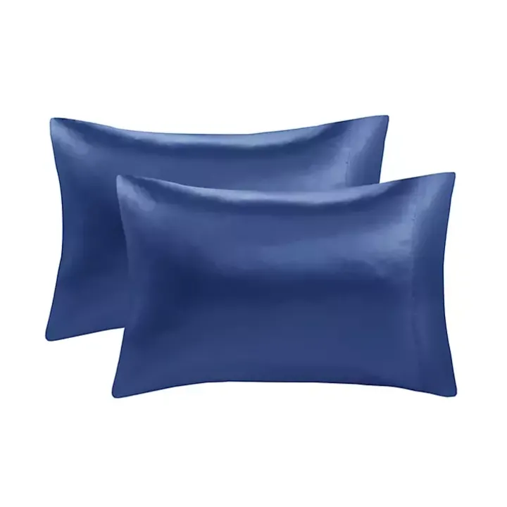 Navy Satin King 2-pc. Pillow Case Set
