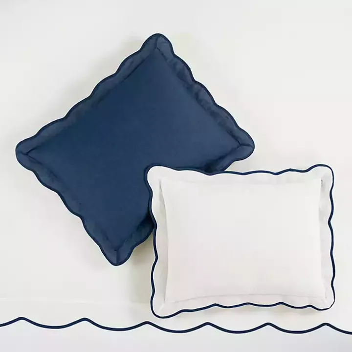 Navy Scallop Edge 3-pc. Full/Queen Duvet Cover Set