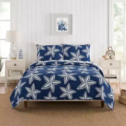 Navy Sea Star 2-pc. Twin Quilt Set