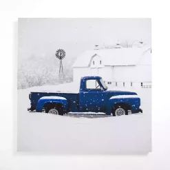 Navy Snowy Pickup Truck Canvas Art Print
